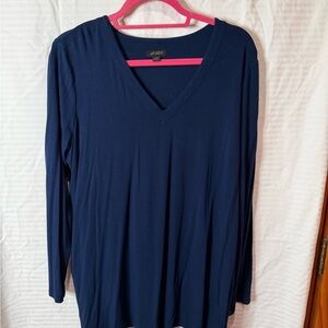 J. Jill Deep Blue Long Sleeve V-Neck 1X Top Pristine Condition